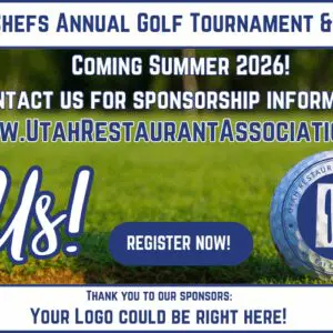 Flyer for UTA Restaurant Association's 2026 Golf Tournament and Gala event.